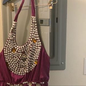 New without tags magenta halter bejeweled dress